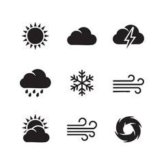 Weather icons sun cloud rain lightning snowflake wind storm vector