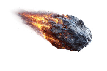 Meteor shower ignites night sky over desert landscape 3d render. Isolated on transparent background, png.