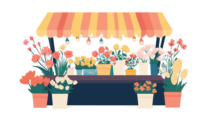 Vibrant Flower Market Stall with Colorful Blooms - Fresh Floral Display