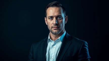 Obraz premium business man portrait on a black background
