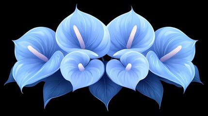Obraz premium A vibrant arrangement of light blue flowers against a dark background.