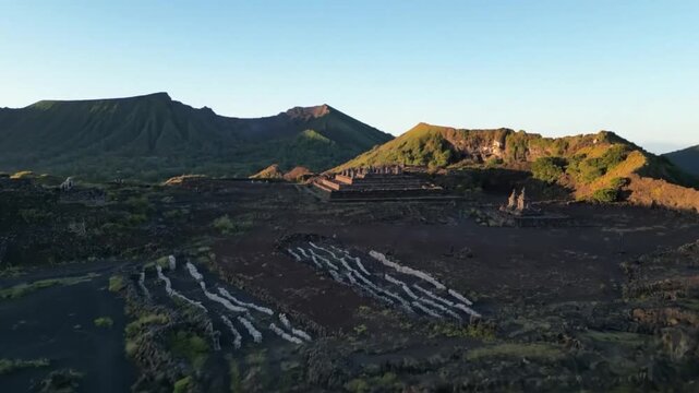 Ancient stone temples rising amidst volcanic landscape a timeless scene in east java s bromo tengger semeru national