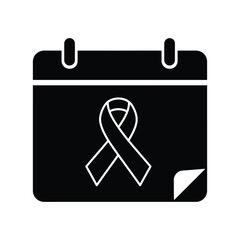 A calendar icon featuring a ribbon, representing an important date for awareness and support, isolated on white background
