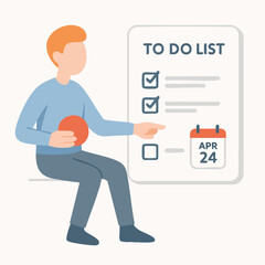 Flat Design Man Pointing at To Do List Calendar Illustration