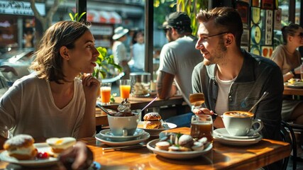 young couple having a meal - Powered by Adobe