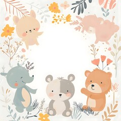 Charming Animal Illustration: A Whimsical Floral Design
