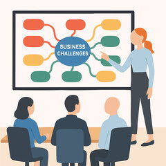 Flat Design Business Challenges Presentation with People Illustration Graphic