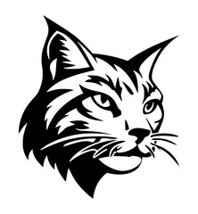 Monochrome icon of a lynx face looking to the side