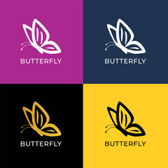 Creative Butterfly logo design set with four different colors