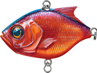 Fishing lure display studio showcase of aquatic gear photography. Isolated on transparent background, png.