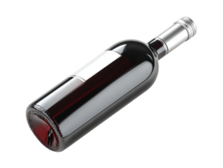 Pouring red wine in a cozy restaurant elegant glass setting. Isolated on transparent background, png.
