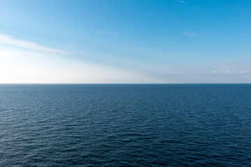 Blue seascape of Baltic Sea in the open sea.
