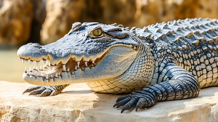 Obraz premium Close-up of a resting crocodile.