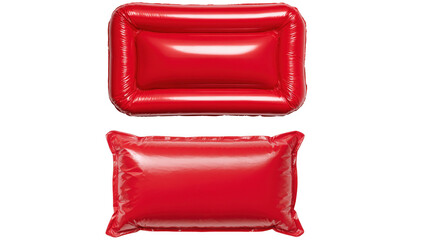 Two red inflatable pillows isolated on a transparent background