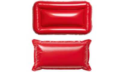 Two red inflatable pillows isolated on a transparent background