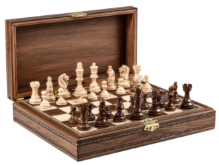 Chess match strategy game room board game indoor close-up. Isolated on transparent background, png.