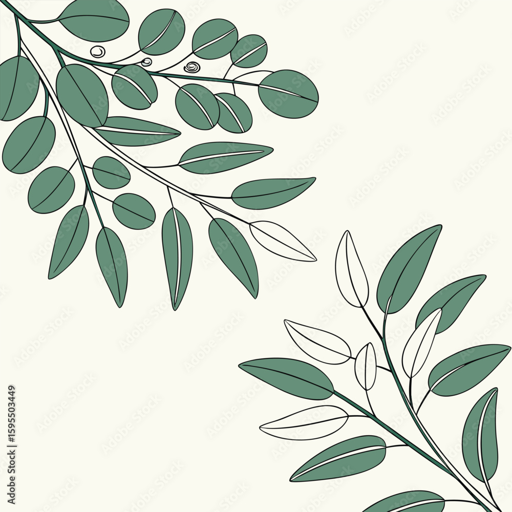 Poster elegant minimalist botanical background design for print or digital use