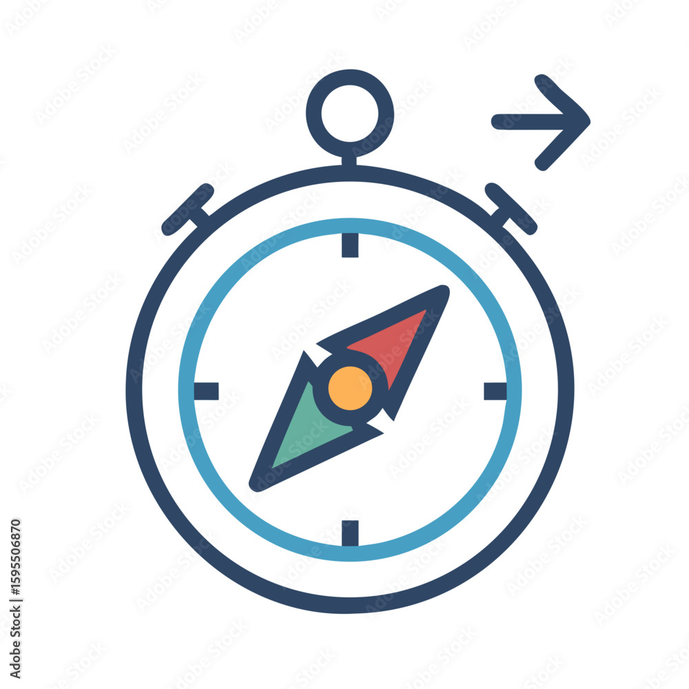 Poster minimalist compass icon with navigation arrow