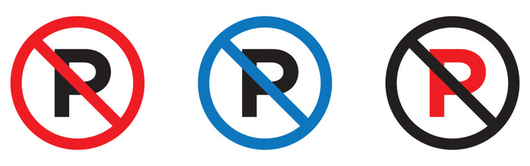 No parking sign icon. No parking sign solid and line icon. vector illustration. eps file.