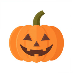 Orange Halloween pumpkin with smiling face on white background  