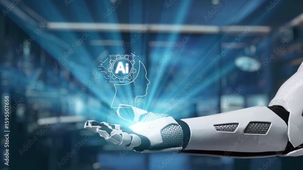 Poster this video showcases a robotic hand reaching out in a high-tech environment, symbolizing the interac