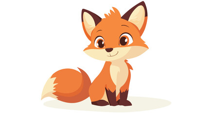 Fototapeta premium Adorable Cartoon Fox Illustration: Versatile and Simple Flat Design for Creative Projects