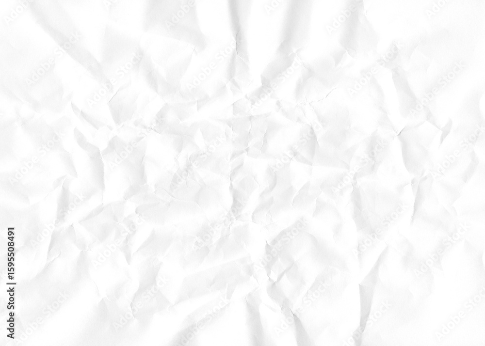 Poster white crumpled paper background with abstract texture and shadows for graphic design and presentatio