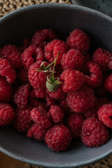 fresh raspberries in a bowl