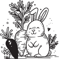 line art sketch vector of rabbit