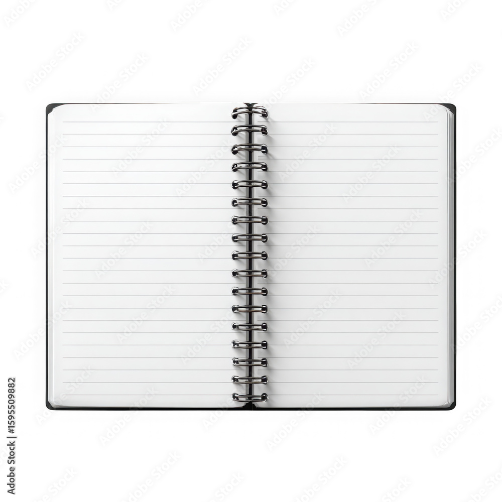 Aufkleber open spiral bound notebook with lined pages isolated on transparent background