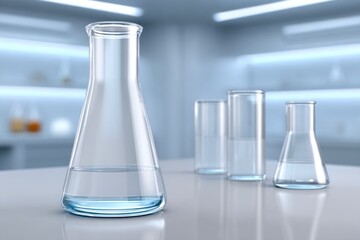 Clean Laboratory Glassware on White Surface