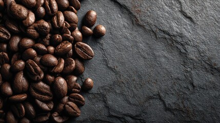 Rich Coffee Beans on Dark Stone Surface for Food and Beverage Use