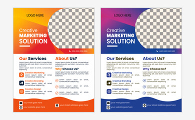 Corporate creative and professional  2 colorful business flyer template design.