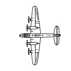 Military aircraft in top-down view minimalist design