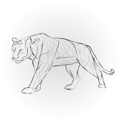A striking representation of a tiger sketched in a modern artistic style showcasing its power and grace.