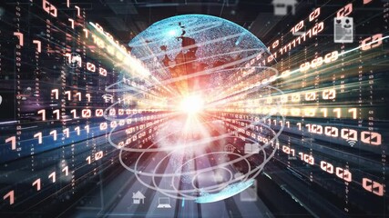 Futuristic global social media, people network and tacit digital data sharing . Concept of smart digital transformation and technology disruption that changes global trends in new information era . - Powered by Adobe