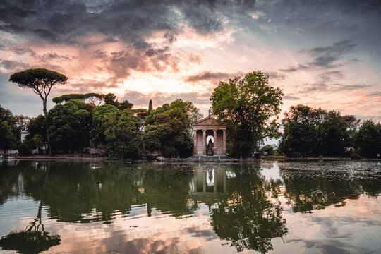 The famous gardens of Villa Borghese in Rome.