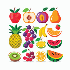 Colorful Exotic Fruits Vector Illustration &ndash; Tropical Style