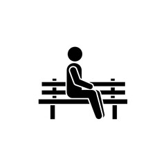 Person Sitting on Park Bench Icon - Rest Area Symbol