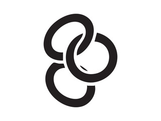 Black silhouette of onion rings snack isolated on white background, graphic illustration. Concept of fast food, fried appetizer, crispy snack, icon, design element