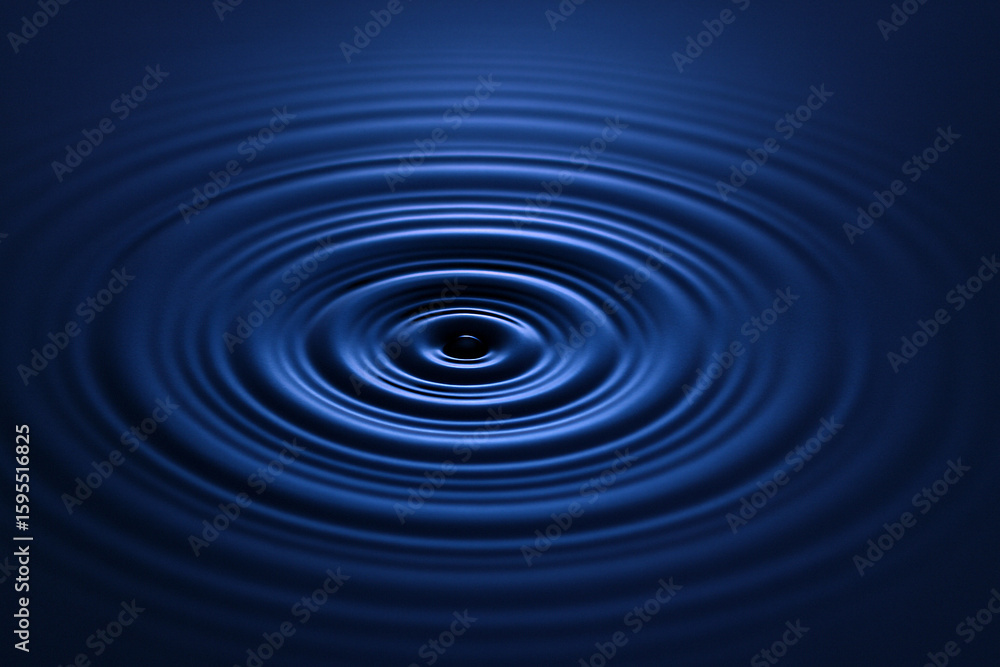 Poster concentric blue water ripples creating a circular pattern