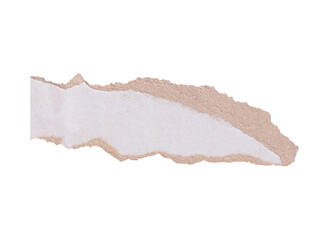 piece of paper, Torn Paper Strip with Rough Edges on White Background - Isolated Distressed Cardboard Overlay for Texture and Design

