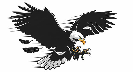 Obraz premium Majestic Black Eagle in Flight: Powerful Bird of Prey Graphic