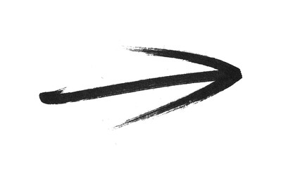 Hand-Drawn Black Right Arrow on White Background - Brush Stroke Pointer Symbol for Direction, Next, and Forward Movement