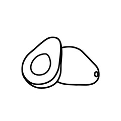 Black and white avocado icon in white background. Suitable for element graphic design. Vector illustration