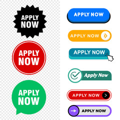 Apply Now Label Collection – Vector Tags for Promotion, CTA, and Marketing Use
