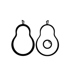 Black and white avocado icon in white background. Suitable for element graphic design. Vector illustration