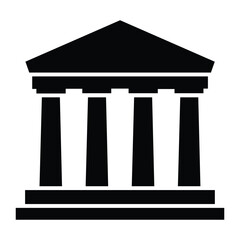 Building with iconic columns. Building icon. Historic building. Vector icon isolated on white background.