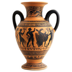 Ancient Vase: A captivating ancient vase, showcasing detailed artwork that depicts historical scenes and decorative patterns. The design, capturing the essence of antiquity and timeless craftsmanship.