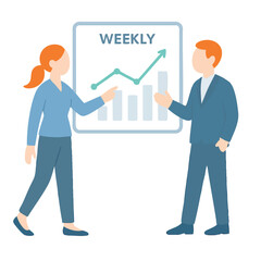 Flat Style Presentation People with Rising Graph on Business Meeting